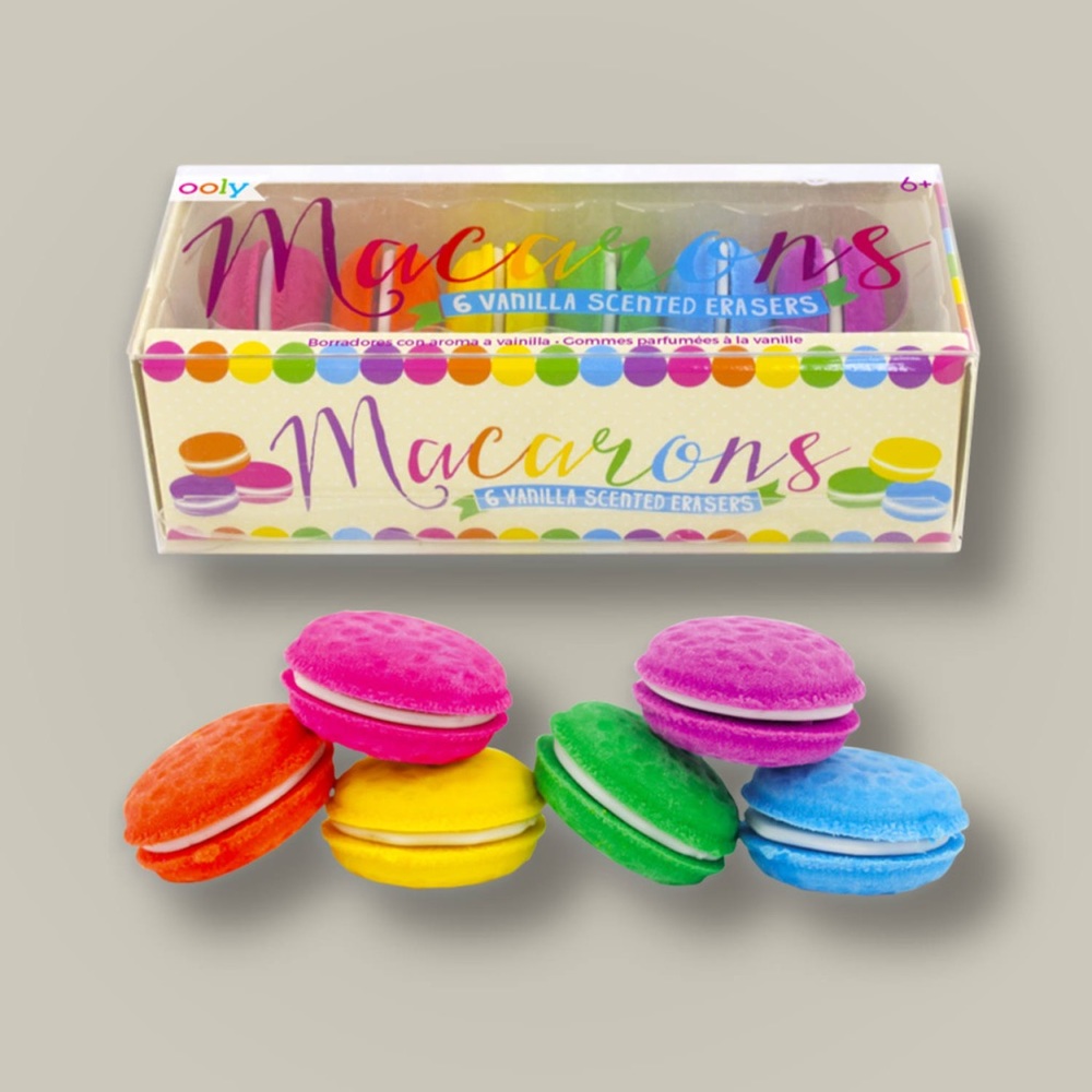 *4/$20* Macaron Erasers Set of 6 Macaroon Rubbers School Supplies Vanilla Scent